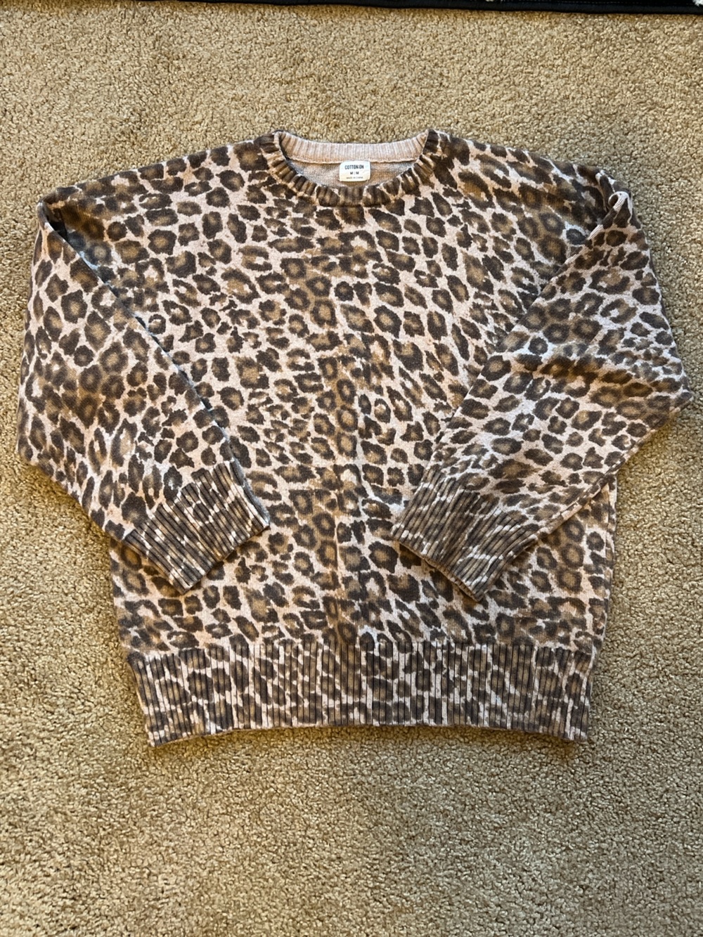Cotton On Women's Leopard Print Sweater - Brown Tan